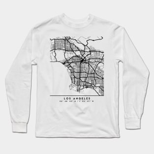 LOS ANGELES CALIFORNIA BLACK CITY STREET MAP ART Long Sleeve T-Shirt